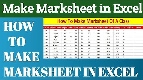 #45 How to create Marksheet in Excel || Every excel users must know this excel Mark sheet tips Hindi