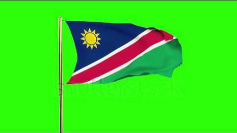 Namibia flag waving in the wind. Green screen, alpha matte. Loopable animation Stock video by
