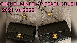 Chanel 2022 Diamond Threaded Tweed CC Pearl Crush Square Mini Flap Bag