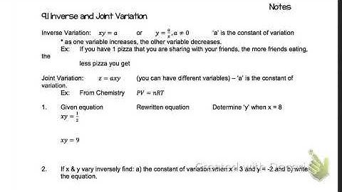 9.1- Inverse and Joint Variation