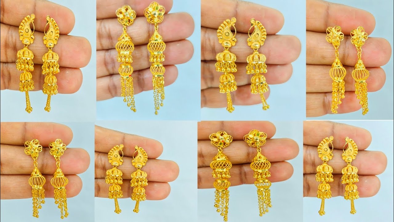 Lightweight Hallmark Gold Jhumka Earrings Design 2026 Weight And Price || Gold Jhumki ||