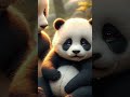 Hungry Baby Panda and Mom in a Quiet Forest