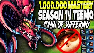 Season 14 1.000.000 Mastery Teemo Main and the 10minutes of SUFFERING VS CHO'GOD 💀