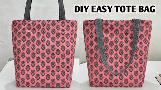 SIMPLE AND EASY TOTE BAG WITH LINING / Zippered Tote Bag Sewing Tutorial / Shopping Bag / Cloth Bags