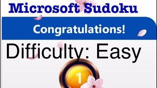 Level 1 Easy in Microsoft Sudoku app screenshot 1