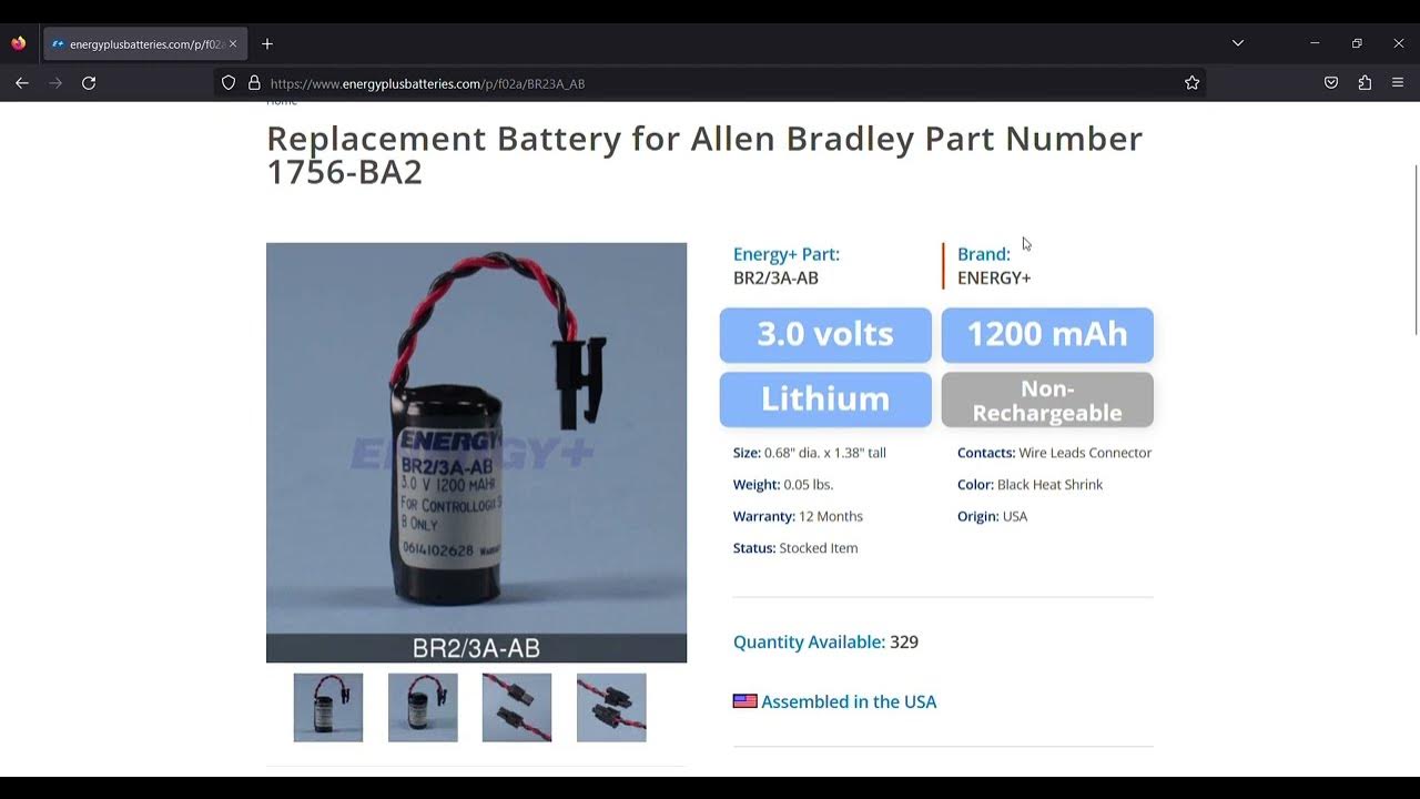 Energy+ Tutorial Find Allen Bradley PLC replacement batteries