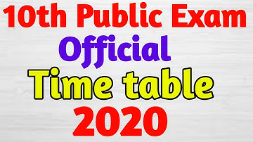 10th Public Exam Time table 2020 - Official
