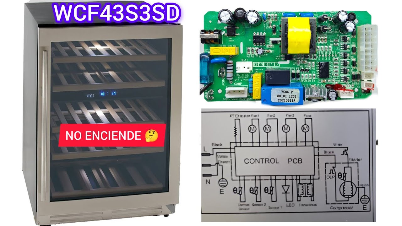 Винный холодильник WCF43S3SD не включается, диагностика и ремонт.