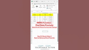 Excel INDEX Function : Excel Tutorial Day 15, Video 3  #excel #excelfunction #exceltech