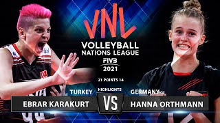 Ebrar Karakurt vs Hanna Orthmann | Turkey vs Germany | VNL 2021 (HD)