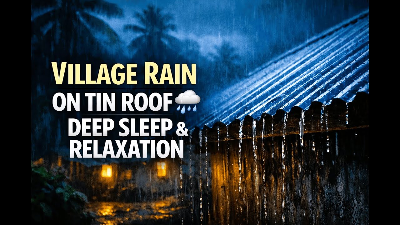 Village Rain on Tin Roof 🌧️ | Deep Sleep & Relaxation Sounds | Night Ambience