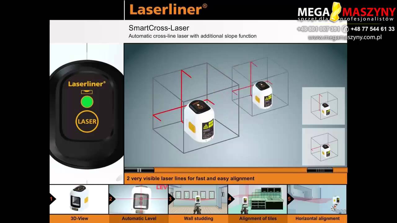 Niwelator krzyżowy LASERLINER SmartCrossLaser YouTube