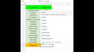 Create a checklist progress chart in google sheets #shorts