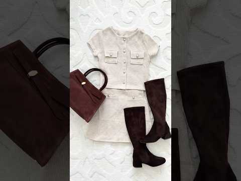 Textured Skirt Set Chocolate Brown Suede Boots And Veronica Beard Suede Tote Https Liketk It 4SUI