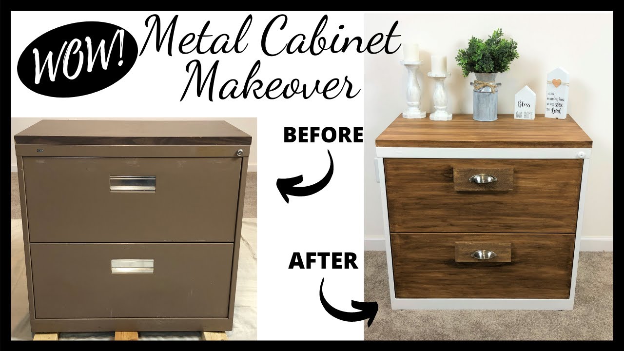Diy Metal Cabinet Makeover/Thrift Flip/High End Metal Cabinet Makeover -  YouTube