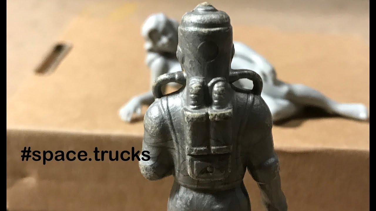 Marx Toys "Reclining Female" Recast + Thomas Toys Hard Plastic Spaceman, Mid 1950s? and COOL!