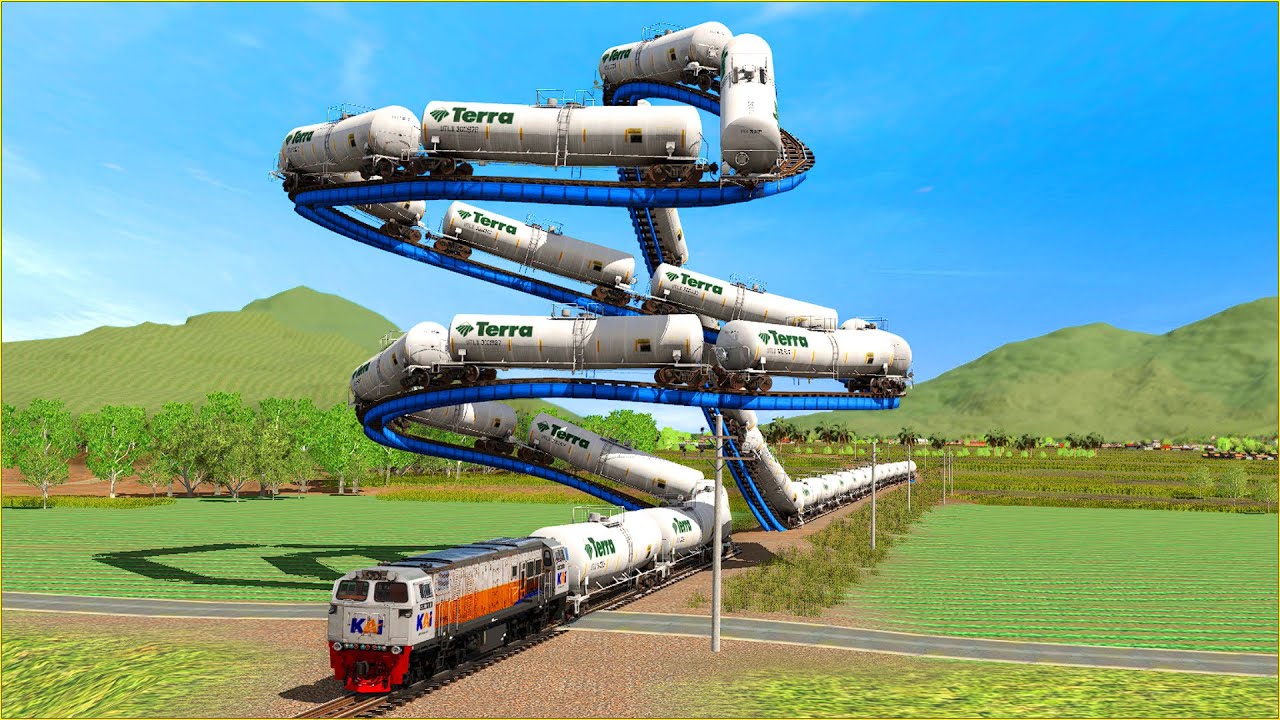 Messy Rails 3 Kereta Api Melewati jalur Rel Berantakan Ekstrim-3 Trains Over the ...