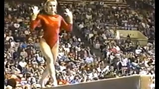 Meredith Willard with a solid 9.80 Beam during a 1995 home meet
