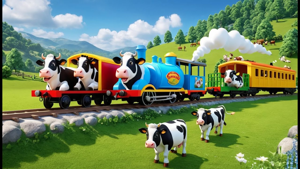 The Cows on the Train Go Moo Moo | Fun Farm Song for Kids | Train ...
