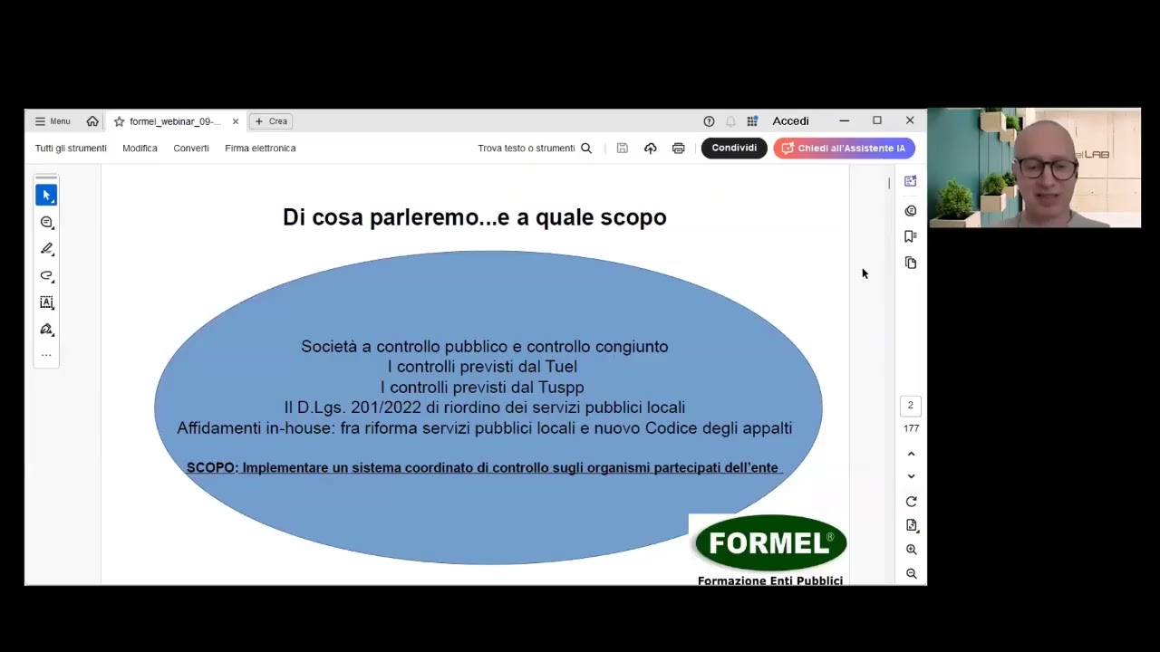 Anteprima Corso 09/02/2026 Il sistema dei controlli degli organismi partecipati.