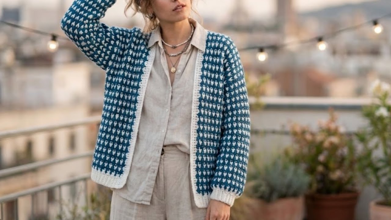 MAĞAZADA YOK! 😱 Kendi Hırkanı Kendin Tasarla: Easy Mosaic Crochet Cardigan 💙✨