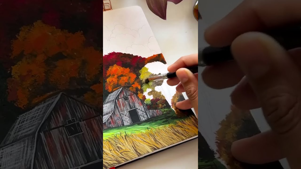 Cozy Fall Barn Painting in Gouache | Sketchbook Art Magic 
