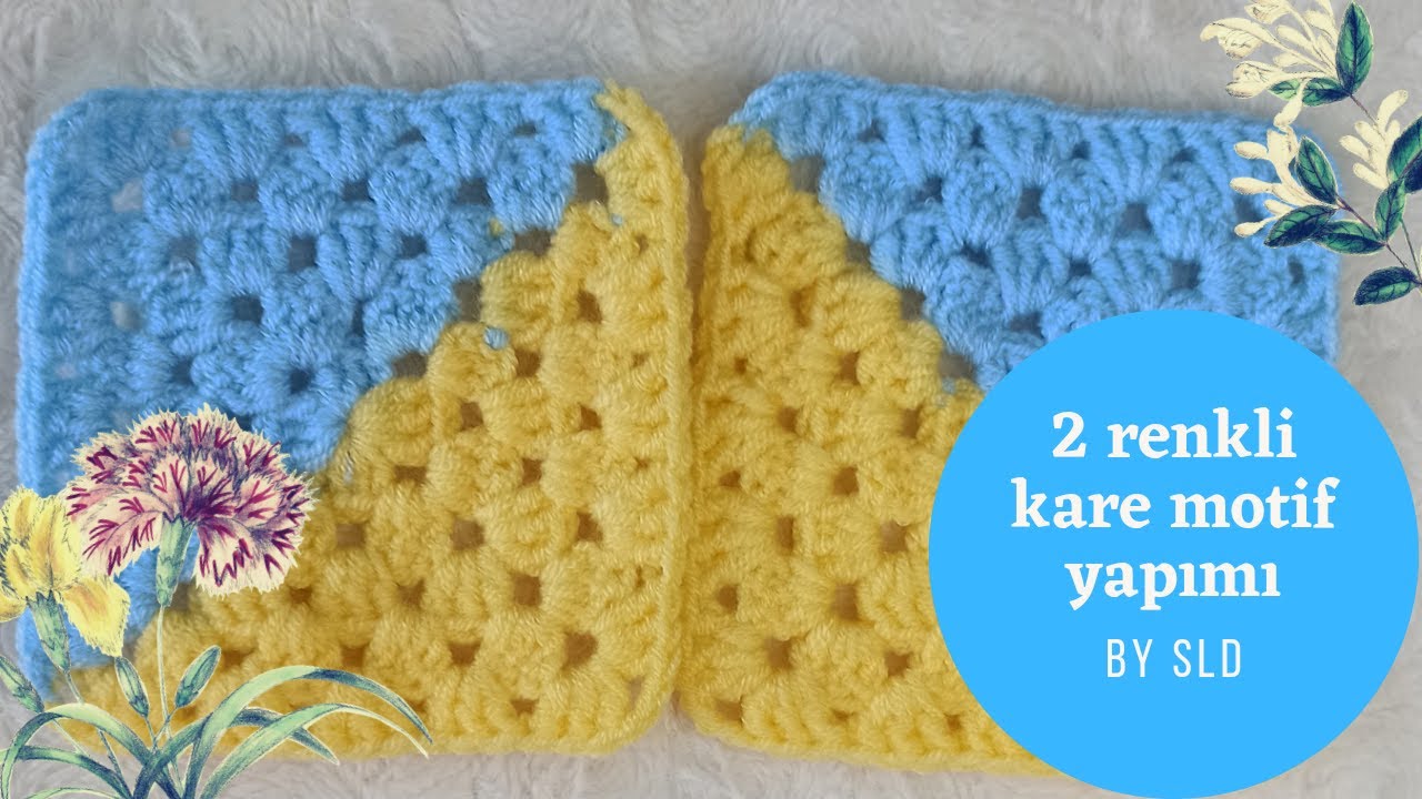 2 renkli hanım dilendi bey beğendi motifinin yapımı- 2 renkli kare motif nasıl yapılır?