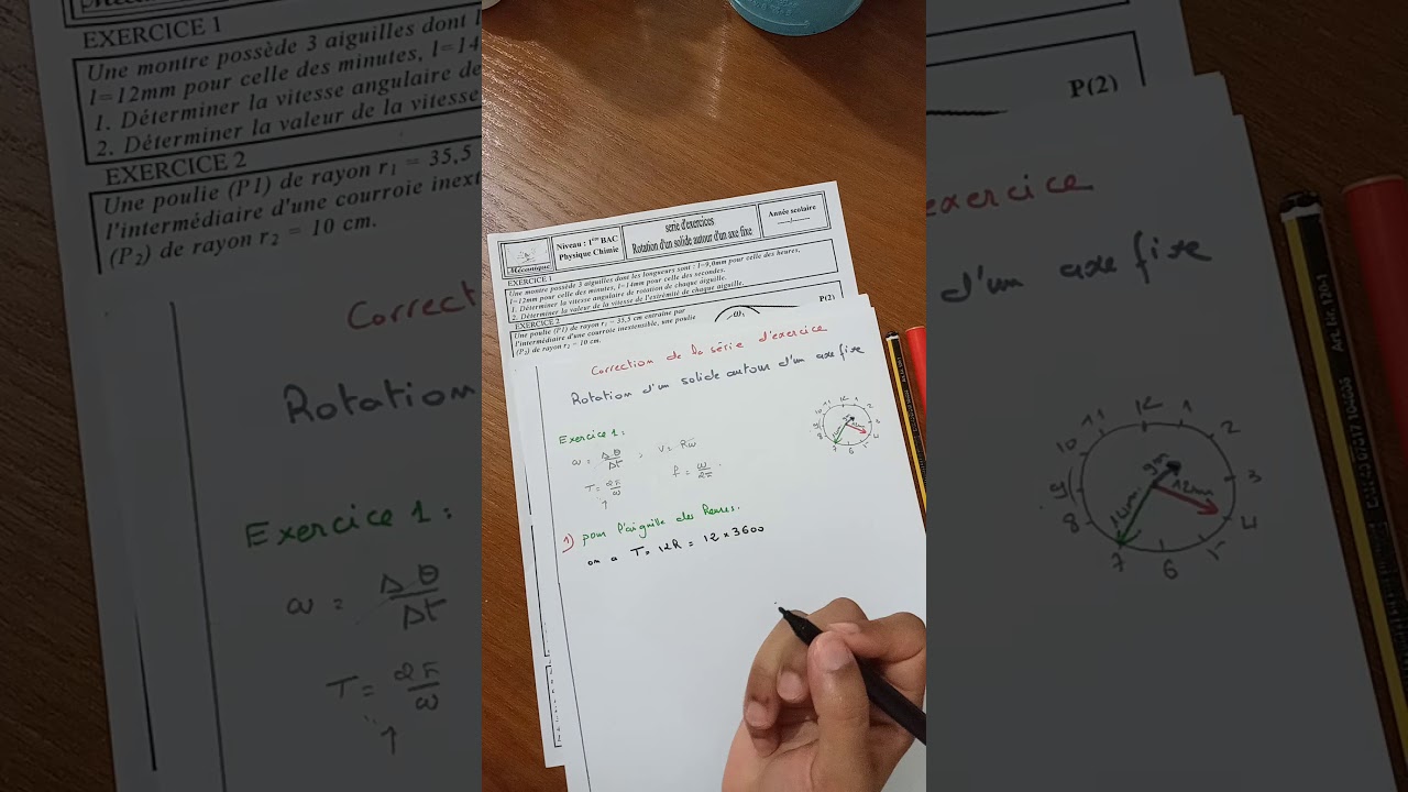 correction de la série d'exercice  Mouvement de rotation d'un corps solide autour d'un axe fixe