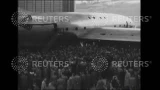 1947 World's largest aircraft is christened at Filton Aerodrome, Bristol