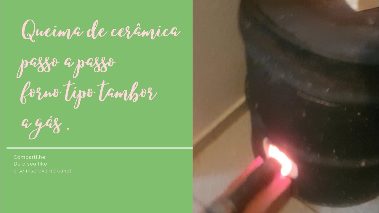 Queima de cerâmica. Forno tipo tambor a gás.   Passo a passo