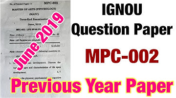 MA Psychology question paper 2022 |MPC-002 question paper #mapsychology #ignou #ignou_question_paper