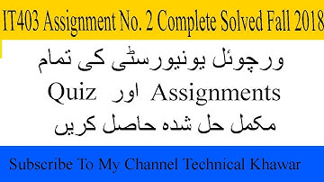 IT430 Assignment 2 Solution Fall 2019 || Virtual University