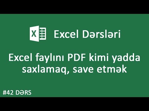 Excel faylını PDF kimi yadda saxlamaq, save etmək - Excel dərsləri #42