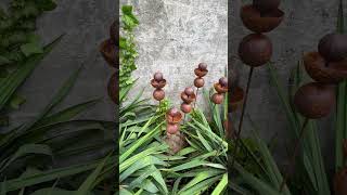 Set of 6 Rusty Metal Flowers - Garden Stakes & Bee Water Catchers #decor #metal #rust #gaming #art