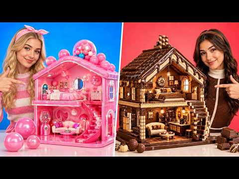 🍬🍫 Dollhouse Bubble Gum vs Chocolate! 🍫Viral Mini Food Challenge & Hacks! 🏠✨