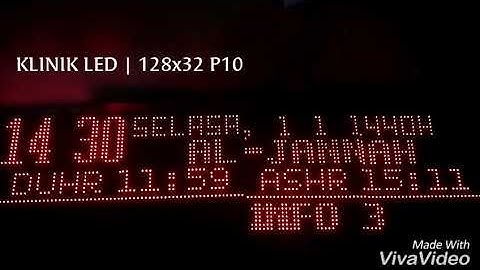 Jam waktu sholat digital Al-Jannah 128x32 (4x2) Panel P10 support Android Klinik led V.02
