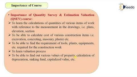 Importance of Course - Introduction Quantity Survey Estimation & Valuation