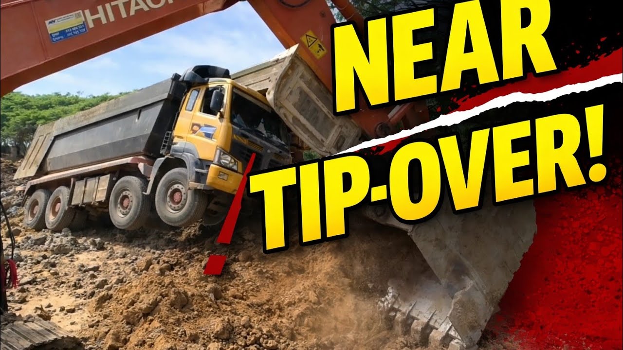 This Excavator Almost Took the Dump Truck Down—Unreal Jobsite Scare!