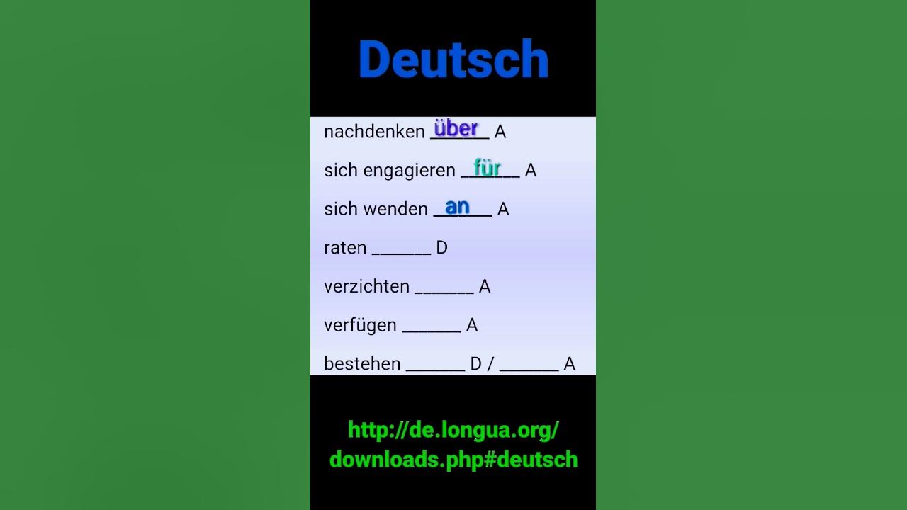 Verb mit Präposition, Akkusativ oder Dativ?, auf über unter vor hinter in an neben, german 