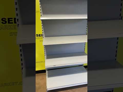 Пристінний торговий стелаж з металевими полицями MAGO б/у, 2100х1000 світло сірий, видео 1