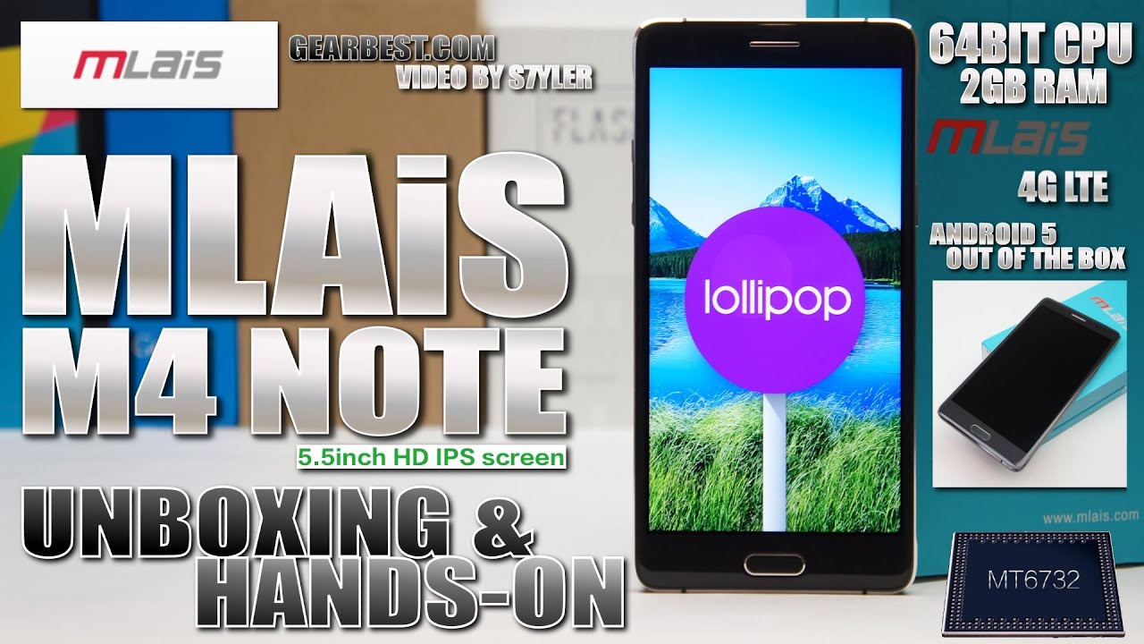 Mlais M4 Note (Unboxing) 5.5" IPS HD, MTK6732 64bit Android 5.0 ...