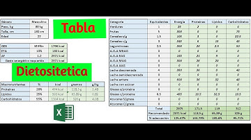 Cuadro dietosintetico | Excel para estudiantes de nutrición