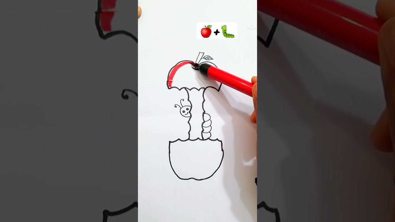 🍎+🐛=? || Creative Art Surprise Drawing || 
