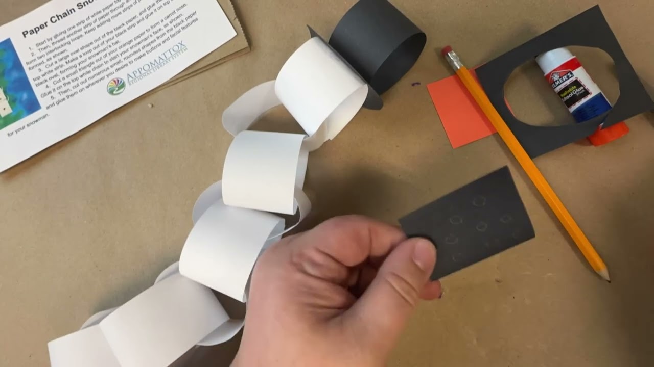 Paper Chain Snowman: Take Home Craft Directions