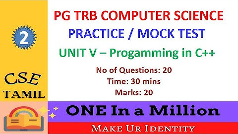 Programming in C++ Practice Test/ Mock Test / PG TRB ComputerScience/ Computer Instructor/ PG TRB CS
