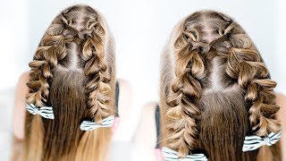 Front Pull Through Braids Pigtails - Easy Hairstyle For Toddlers - Little Girls