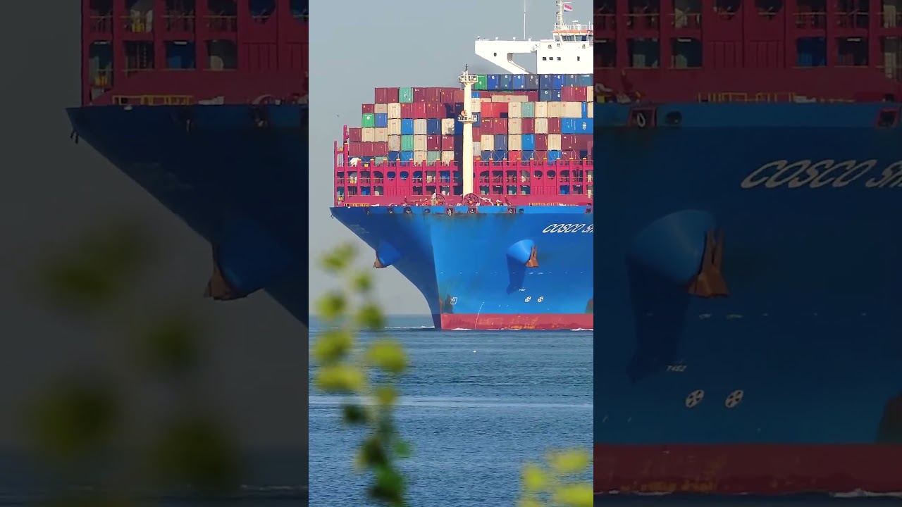 Cosco Shipping   Huge Close up of Containership 