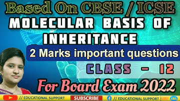 Molecular basis of inheritance|2 marks important questions|Class12|cbse/icse