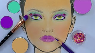 A purple Lipstick Makeup Look On Face Chart