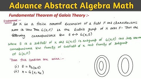 Fundamental Theorem of Galois Theory | Advance abstract algebra MSc Math